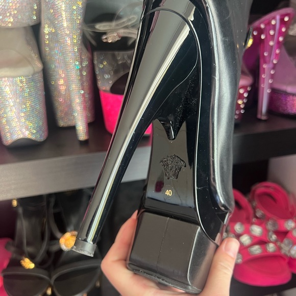 Versace triple platform heel booties black gold Medusa zip up sexy rare iconic - Picture 4 of 12